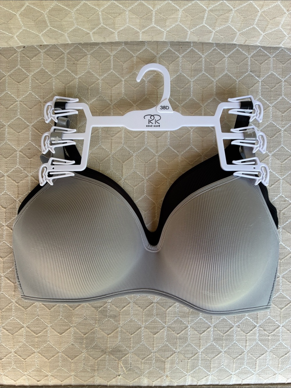 Rene Rofe Bras. Grey (1) and Black (1) Seamless Molded Bra